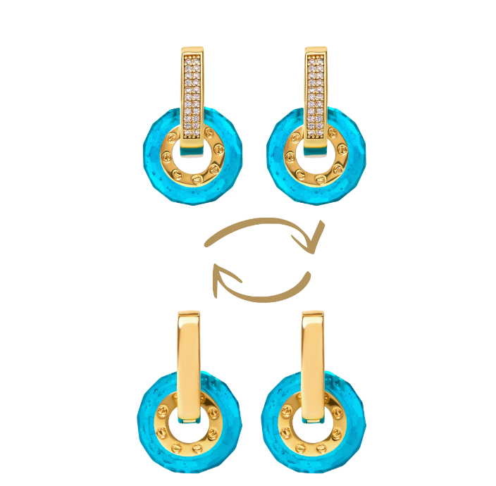 Ohrringe Square Pavé Creolen mit LOVE Hoops