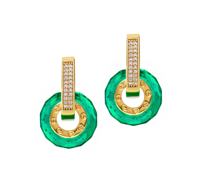 Ohrringe Square Pavé Creolen mit LOVE Hoops