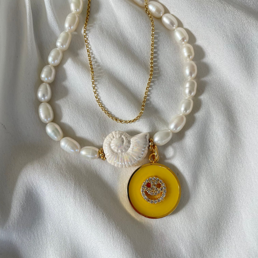 Statement Anhänger ROUND SMILE - Limoncello