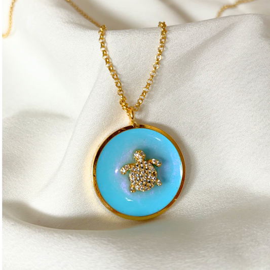 Statement Anhänger ROUND TURTLE - SKY BLUE