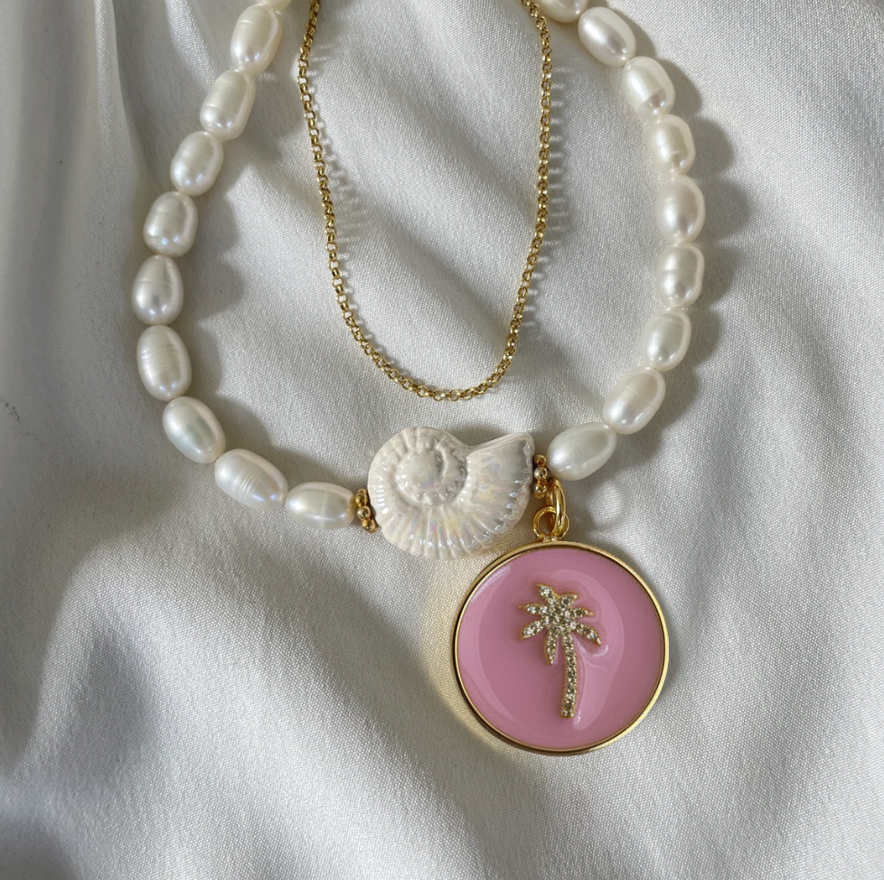Statement Anhänger ROUND Palm - cotton candy & more