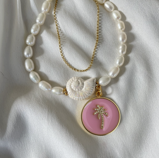 Statement Anhänger ROUND Palm - cotton candy & more