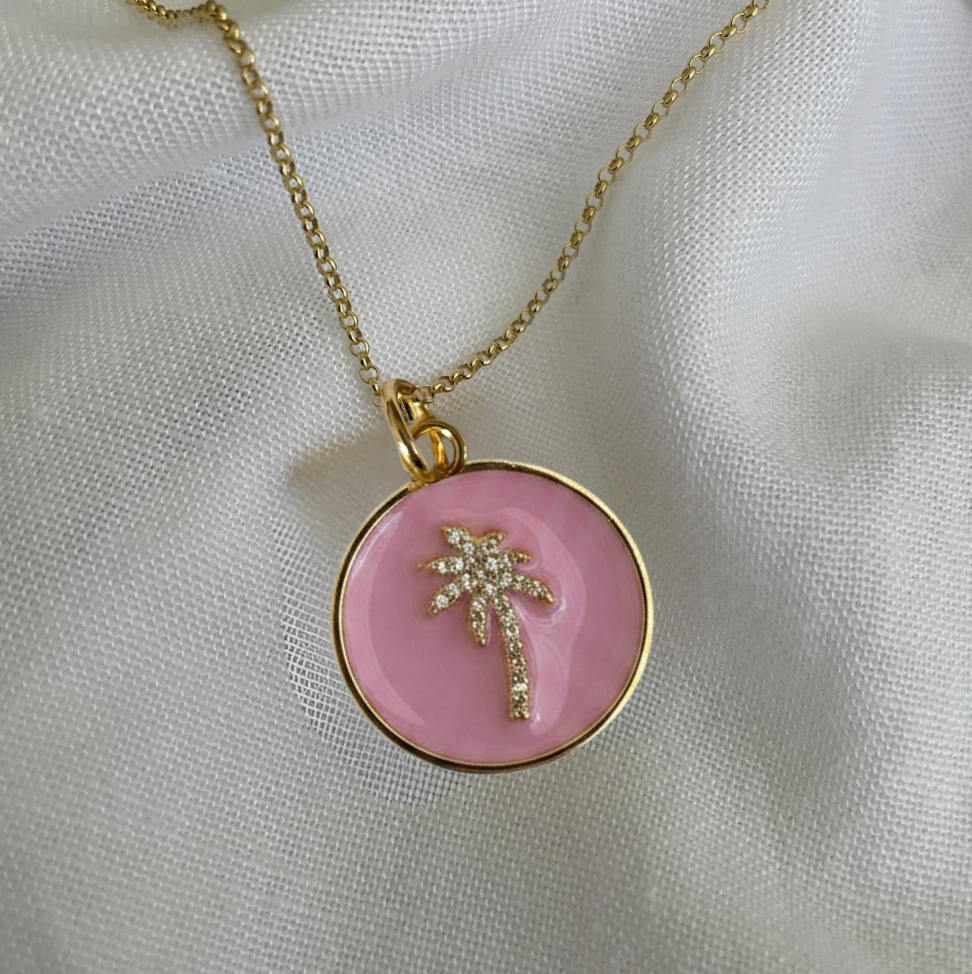 Statement Anhänger ROUND Palm - cotton candy & more